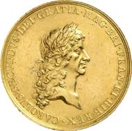 304: Adams Collection - peace medals: Great Britain. Charles II, 1660-1685. Gold medal n. y. (1667), unsigned by J. Roettiers on the Treaty of Breda. Eimer 251. Of great rarity. Very fine to extremely fine. Estimate: 6,000 euros. Hammer price: 24,000 euros.