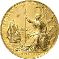 304: Adams Collection - peace medals: Great Britain. Charles II, 1660-1685. Gold medal n. y. (1667), unsigned by J. Roettiers on the Treaty of Breda. Eimer 251. Of great rarity. Very fine to extremely fine. Estimate: 6,000 euros. Hammer price: 24,000 euros.