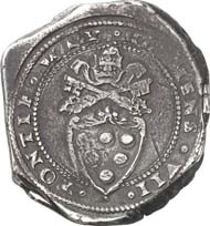 1178: Papal coins and medals: Clement VII, 1523-1534. Ducato n. y. (1527), Rome. Muntoni 21. Of greatest rarity and high historical significance. Very fine. Estimate: 10,000 euros. Hammer price: 26,000 euros.