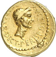 Nr. 992. Roman Republic. Octavian. Aureus, mint in Gallia Cisalpina, 43 B. C. Cr. 490/2. Acquired from Harlan Berk in 1985. Very rare. Very fine to extremely fine. Estimate: 75,000 euros. End result: 120,750 euros.