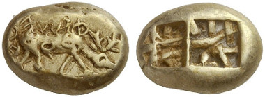 253: Phanes (Ephesos / Ionia). Electrum trite, Milesian standard. Extremely rare. Extremely fine. From Rosen Collection, New York. Starting price: 24,000 euros. / Hammer price: 55,000 euros.