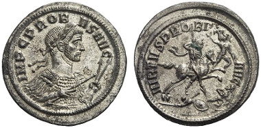 645: Probus. Denarius, no year, Ticinum. Probably unpublished. Starting price: 1,200 euros. Hammer price: 12,500 euros.