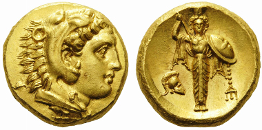 13938. Mysia, Pergamon. 334-332 BC. Stater. Gulbenkian 699 = Jameson 2580. SNG France 1557 = de Luynes 2492. Extremely rare, one of a very few examples known. Very minor flan fault on the obverse, otherwise, good extremely fine.