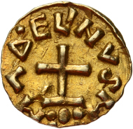 Lot 42: Utrecht, Duurstede. Frisian imitation. Tremissis. 7th century. Delm. 17. 1.25 g. Good EF. Rare. 3,500 euros.