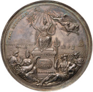 Lot 159. Treaty of Ryswick 1697. In commission of the city of Gouda. Cf. v. Loon III 190var. Silver 74 mm, 113.45 g. About UNC. Extremely Rare. 6,000 euros.