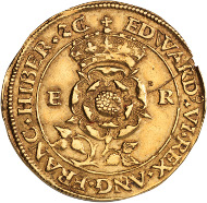Lot 14 - Edward VI, Coronation 1547, a coin-like gold medal. Sold for £36,000. Prices quoted are hammer price plus buyers premium.