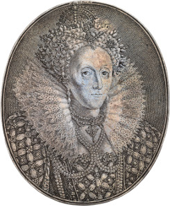 Lot 127 - Elizabeth I, silver oval portrait medal by Simon de Passe, circa 1616. Sold for £16,500. Prices quoted are hammer price plus buyers premium.