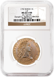 1792 Judd-4 Pattern Birch Cent graded NGC MS 65 RB. Realized price: $2,585,000.