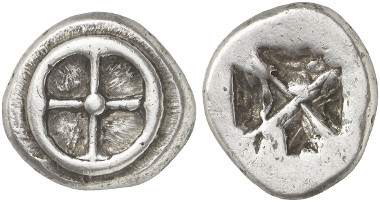 Lot 124: ATHENS (Attica). Didrachm, 545-515. Very rare. Very fine. Estimate: 10,000,- euros. Hammer price: 26,000,- euros.