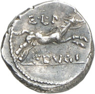 Lot 340: ROMAN REPUBLIC. L. Calpurnius Piso Frugi. Silver sestertius, 90 B. C. Very rare. About extremely fine. Estimate: 2,500,- euros. Hammer price: 11,000,- euros.