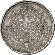 Lot 3085: BRUNSWICK-CELLE / CALENBERG. Ernest Augustus of Calenberg, 1679-1698. Mining thaler 1684 HB. Clausthal Mint. About extremely fine. Estimate: 1,200,- euros. Hammer price: 4,600,- euros.