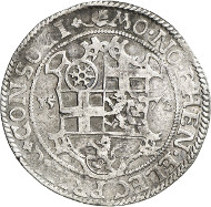 Lot 3139: HESSE. Louis IV of Marburg, 1567-1604. 1/2 vereinsthaler 1572. Very rare. About very fine. Estimate: 500,- euros. Hammer price: 3,600,- euros.