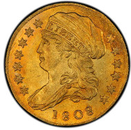 1128: 1808 Capped Bust Left Quarter Eagle. Bass Dannreuther-1. Rarity-4. Mint State-65 (PCGS). Estimate: $1,200,000-$1,750,000. Price Realized: $2,350,000.