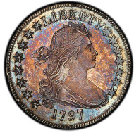 1103: 1797 Draped Bust Half Dollar. Overton-101a. Rarity-4+. MS-66 (PCGS). Estimate: $1,200,000-$1,750,000. Price Realized: $1,527,500.