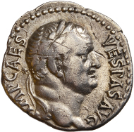 Lot 19: Denarius. Vespasian (69-79 AD). Ephese. July-December 69 AD. RIC 1401 (R3). VF. Extremely rare and rarely offered on the market. Nice portraits on reverse. 1950,- euros.