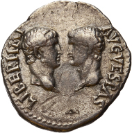 Lot 19: Denarius. Vespasian (69-79 AD). Ephese. July-December 69 AD. RIC 1401 (R3). VF. Extremely rare and rarely offered on the market. Nice portraits on reverse. 1950,- euros.