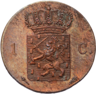 Lot 73: Utrecht. 1 cent. 1818. Sch. 323 (RRR). About UNC. Only a few specimens struck. Extremely rare. 26500,- euros.
