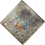 Lot 3626: SAXONY. John George II, 1656-1680. Triple reichsthalerklippe 1676, Dresden, on the bird shooting competition in Dresden on July 23, where the electoral prince (later to be Prince Elector John George III) fired the decisive shot, thus making his mother Magdalena Sibylla become queen of shooters. Ex Peus Auction 364 (2000), 1671. Very rare. Extremely fine to FDC. Estimate: 20,000,- euros. Hammer price: 38,000 euros.