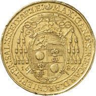 Lot 5639: SALZBURG. Max Gandolph of Küenburg, 1668-1687. 10 ducats 1686, on the ordination to cardinalhood. Unique. Extremely fine. Estimate: 75,000,- euros. Hammer price: 80,000,- euros.