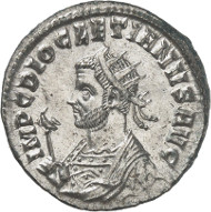 Lot 2554: ROMAN EMPIRE. Diocletian, 284-305. Antoninianus, 289-290, Siscia. Well preserved sweating. Extremely fine. Estimate: 100,- euros. Hammer price: 1,800,- euros.