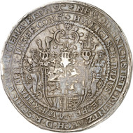 Lot 8: BRUNSWICK-WOLFENBÜTTEL. Julius, 1568-1589. Löser of 10 reichsthaler 1583, Heinrichstadt (Wolfenbüttel), with struck cipher of value. Extremely rare. Very fine. Estimate: 20,000,- GBP. Hammer price: 46,000,- GBP.