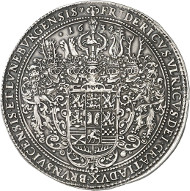 Lot 47: BRUNSWICK-WOLFENBÜTTEL. Frederick Ulrich, 1613-1634. Löser of 10 reichsthaler 1634, Zellerfeld. Made of metal mined from the St. Jakob Mine at Lautenthal. Very rare. Extremely fine. Estimate: 40,000,- GBP. Hammer price: 160,000,- GBP.