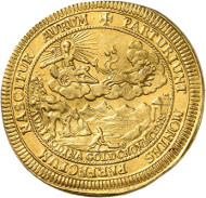 Lot 226: BRANDENBURG-FRANCONIA. Christian Ernest, 1655-1712. 2 ducats 1695, Bayreuth. Made of metal mined from the mines at Goldkronach. Extremely rare. Extremely fine. Estimate: 20,000,- GBP. Hammer price: 50,000,- GBP.