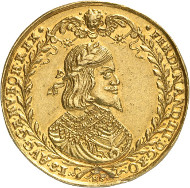 Lot 485: HRE. Ferdinand III, 1625-1637-1657. 10 ducats 1648. Made of metal mined from the Ferdinand Mine at Schemnitz. Probably unique. Extremely fine. Estimate: 100,000,- GBP. Hammer price: 260,000,- GBP.