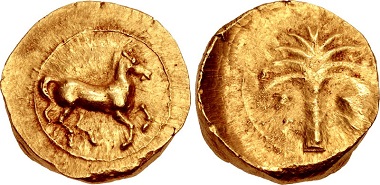 ZEUGITANA, Carthage. Circa 390-380 BC. Shekel or Stater Jenkins, Punic pp. 30-31 and pl. 6, D. Jenkins & Lewis 1; MAA 1 (this coin illustrated). Of the greatest rarity, the second known example. Struck from a worn reverse die, otherwise, extremely fine.