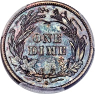 1894-S Barber Dime, Branch Mint PR66. Only 24 Examples Struck, Possibly Nine Known Today. Finest PCGS Specimen, Ex: Clapp-Eliasberg-Richmond. Price realized: $1,997,500.