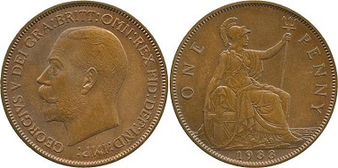 Lot 1070: 1933 George V Copper Pattern Penny. Sold: £72,000.