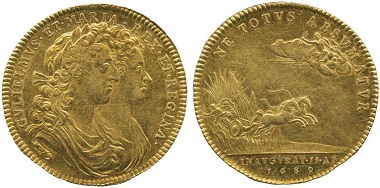 Lot 2327: William & Mary (1688-1694), Coronation Gold Medal, 1689. Sold: £7,200.
