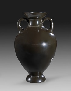 Lot 192: Attic glazed amphora, Pseudo-Panathenaic shape. Around 500 BC. H 42.3 cm. Professionally pieced together from large sherds, breaks retouched, otherwise complete. From the Prof Ernst Berger Collection, Basel (died 2006), who acquired the amphora from Eduard Burkhard, Basel, in 1976. Estimate: 8,000,- euros. Hammer price: 38,000,- euros.