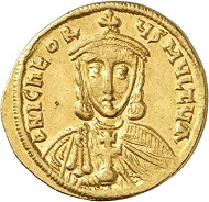 Lot 197: ARTABASDOS, 742-743. Solidus with Nicephorus. Extremely rare. Extremely fine. Estimate: 35,000 euros. Hammer price: 44,000 euros.