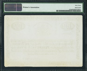 Lot 26375: Straits Settlements, Chartered Mercantile Bank of India, London and China Penang, $100 Proof, ND (1860-89), Pick S136pd. Realized $28,680.