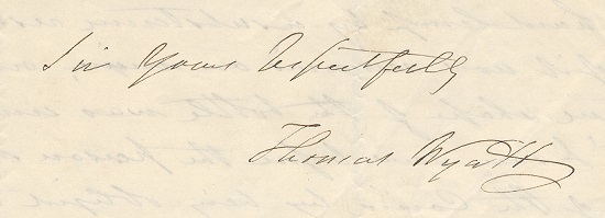 Signature of Thomas Wyatt.