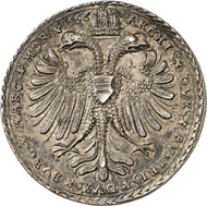 Lot 4634: HRE. Maximilian II, 1564-1576. Silver medal 1566, probably from the workshop of Nickel Milicz, Joachimstal. Very rare. Original striking. Extremely fine. Estimate: 3,500,- euros. Hammer price: 11,000,- euros.