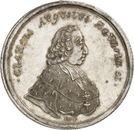 Lot 2823: COLOGNE (pre-1871 Germany). Clemens August of Bavaria, 1723-1761. Mining taler 1759, Bonn or Coblence. Minted from Westphalian fine silver on the reopening of the mines and the resumption of mining at Ramsbeck. Very rare. Extremely fine. Estimate: 15,000,- euros. Hammer price: 18,500,- euros.