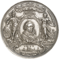 Lot 4046: S'HERTOGENBOSCH (Netherlands). Silver medal 1630 by A. van der Wilge. Very rare. Extremely fine. Estimate: 6,000,- euros. Hammer price: 17,000,- euros.
