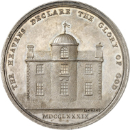 Lot 4374: GREAT BRITAIN. Silver medal 1789 by W. Mossop on the commencement of construction of the Armagh Observatory and its founder Archbishop Robinson. Very rare. Extremely fine. Estimate: 400,- euros. Hammer price: 5,500,- euros.