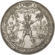 Lot 4769: HAMBURG (pre-1871 Germany). Silver medal 1636, by S. Dadler. Extremely fine. Estimate: 20,000,- euros. Hammer price: 40,000,- euros.