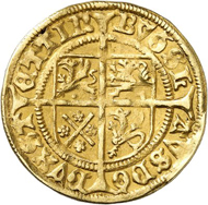Lot 5002: POMERANIA. Duke Bogislaw X, 1474-1523. Gold gulden no date (1498/9), Stettin. The first gold coin of Pomerania. Extremely rare. Very fine. Estimate: 10,000,- euros. Hammer price: 19,000,- euros.