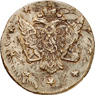 Lot 6046: Russia. Peter III, 1762. Cu. 10 kopecks 1762. Overstruck after the debasement from January 7, 1762. Very fine to extremely fine. Estimate: 350 euros. Hammer price: 3,000 euros.