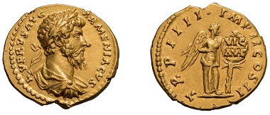 Lot#15: Lucius Verus, 161-169 AD. Aureus, 164, Rome.