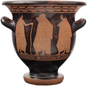 Lot #467: Magna Graecia: Lucanian Red Figure Bell Krater by the Cyclops Painter.