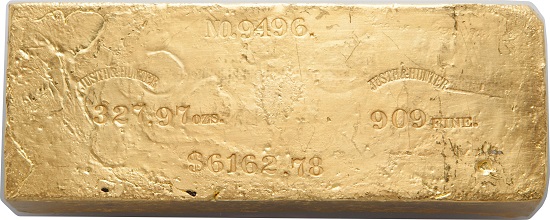 Justh & Hunter Gold Ingot. 327.97 Ounces.