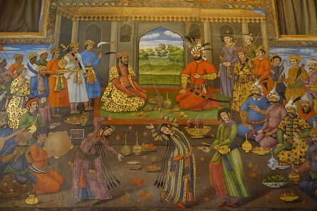 The Shah of Persia receives the Indian Mughal ruler Humayun. Forty Columns Palace. Photo: KW.