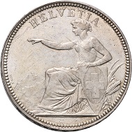 The rarest coin of the Swiss Confederation: 5 Francs 1886. Due to its date, this 5 Francs of 1886 is, today, the most precious Swiss coin in existence, that has been struck since the foundation of the Swiss Confederation. Photo: © Rapp.