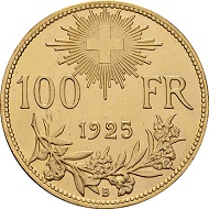 Swiss Confederation. 100 Francs. 1925. Photo: © Chaponnière et Firmenich SA.