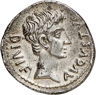 Lot 456: Augustus, 27 BC-AD 14. Denarius, 17 BC, mint master M. Sanquinius. From Künker sale 89 (2004), No. 2025. Extremely fine. Estimate: 800,- euros. Hammer price: 4,200,- euros.